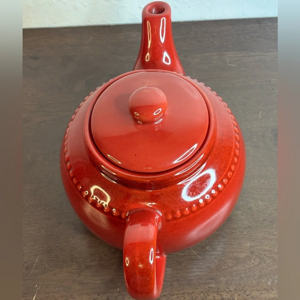 Pier 1 Red Stoneware Teapot